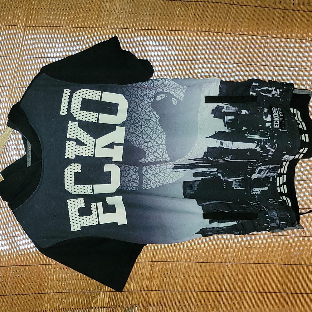 Y2k. Ecko Unlimited.  Hooded t-shirt. Oversized Medium.